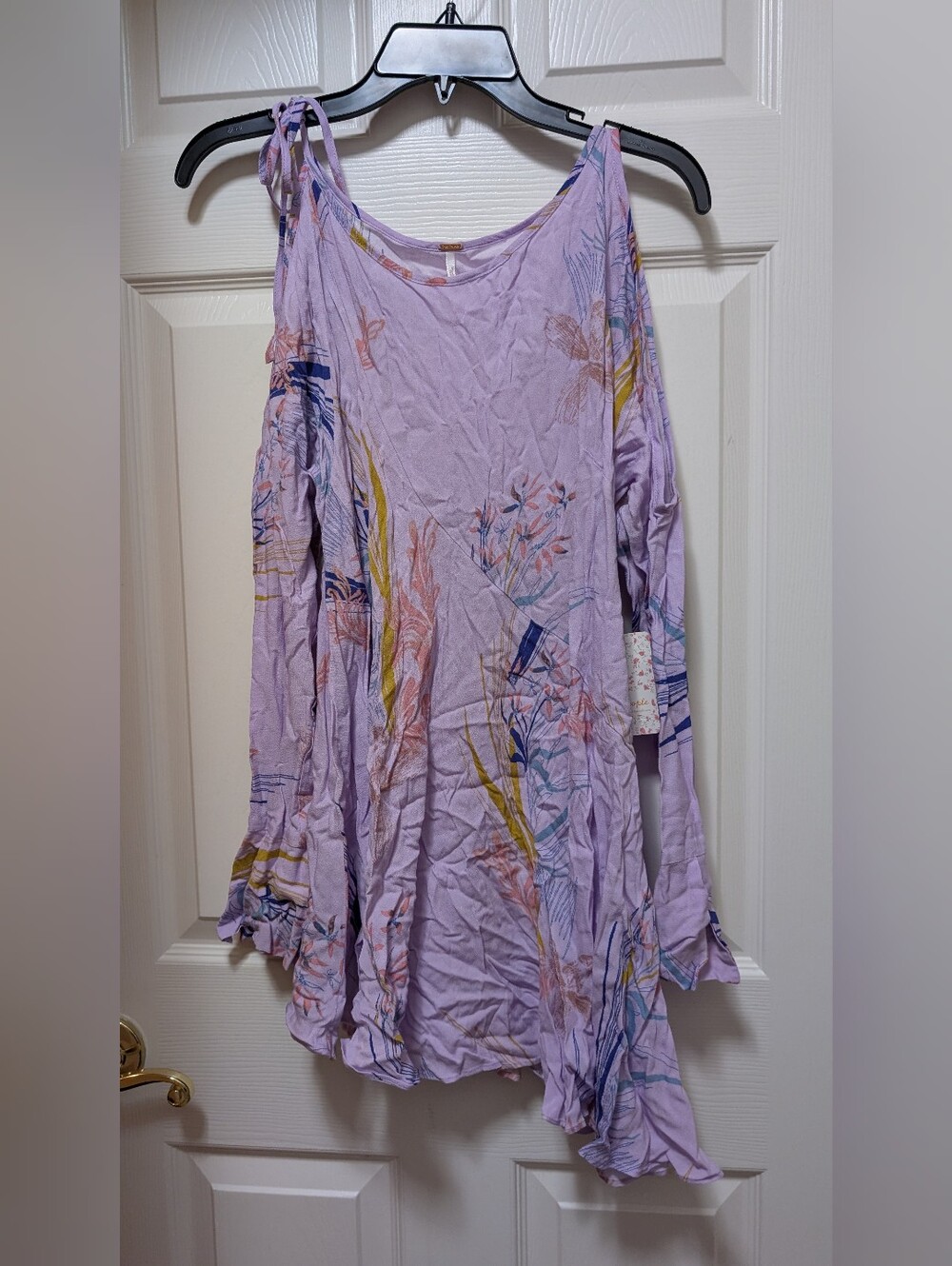 NWT Free people Clear skies lilac floral cold Shoulder oversized tunic size XS